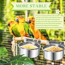 2 Pack Bird Feeding Bowls Cups Parrot Food Water Dishes, Stainless Steel Bird...