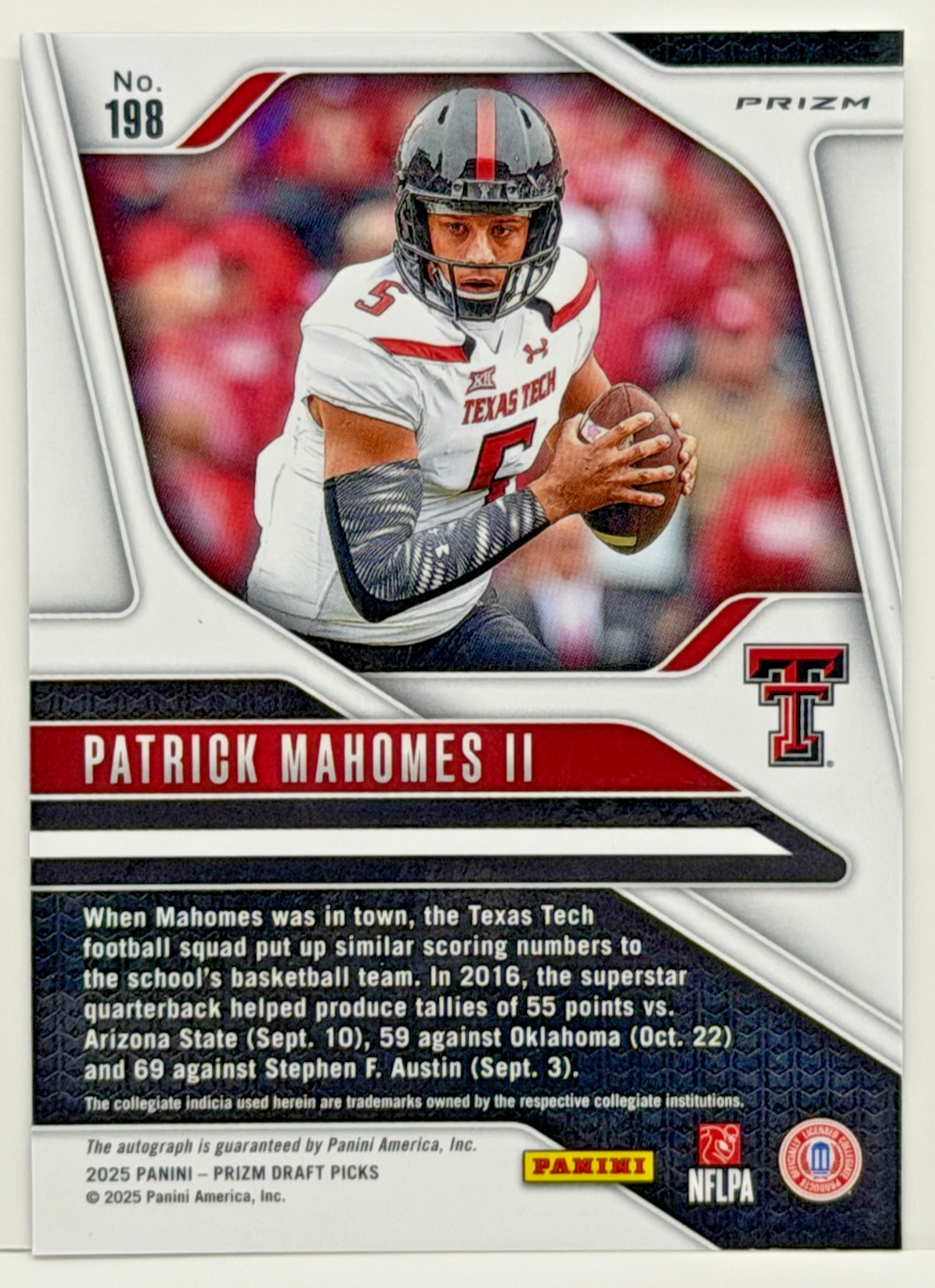2025 Prizm Draft Picks SILVER PRIZM AUTO #198 Patrick Mahomes II SSP High Number view 2