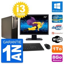 PC Lenovo M82 SFF Ecran 19" Intel i3-3220 RAM 8Go Disque Dur 1To Windows 10 Wifi