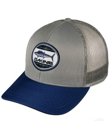 New Dakine Crossing Curved Bill Trucker Hat Fishing Gray With Blue Bill NWT 