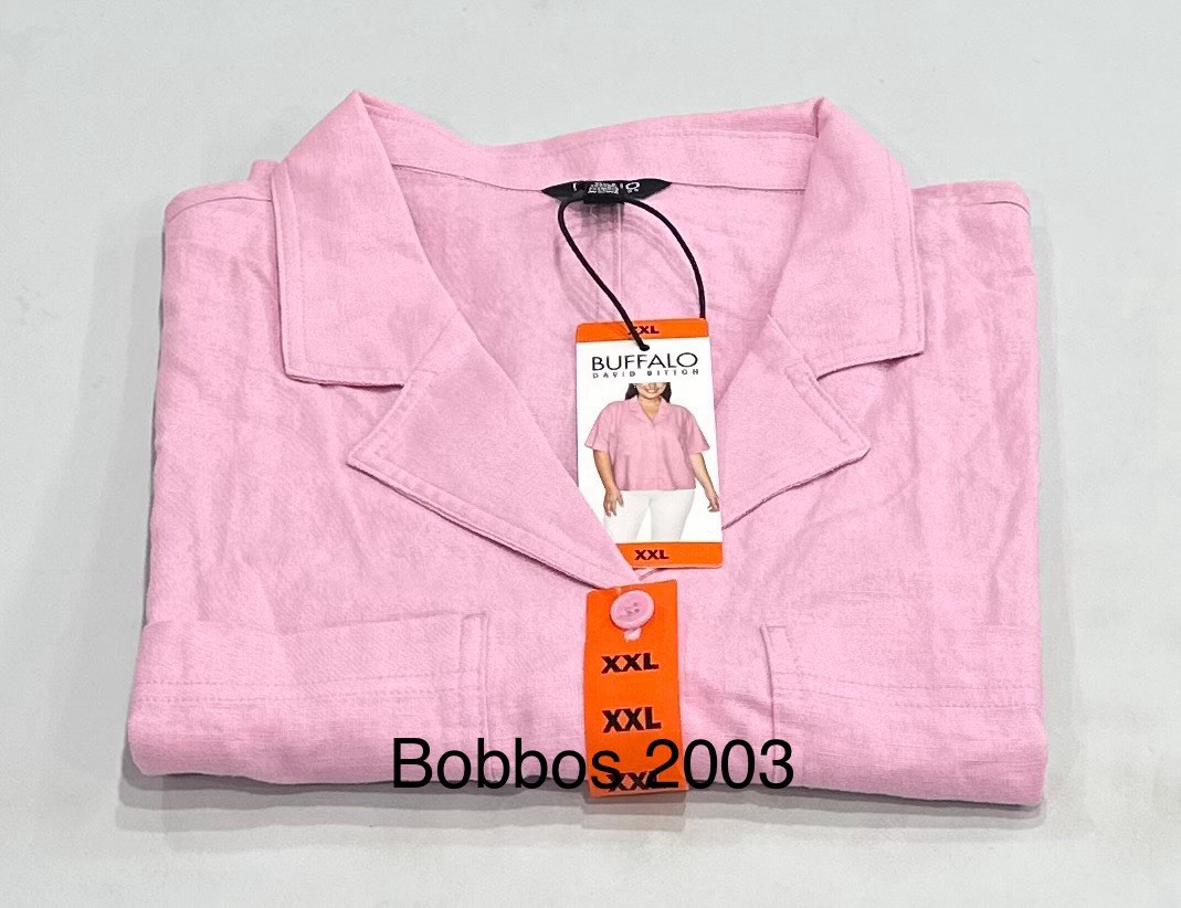 Buffalo Women's Linen Blend Short Sleeve Utility Top, Fidji Pink, Size XXL