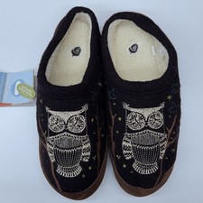 Acorn Forest Mule Slippers Boiled Wool Owl Embroidered Cloud Cushion 9.5-10.5 Sz