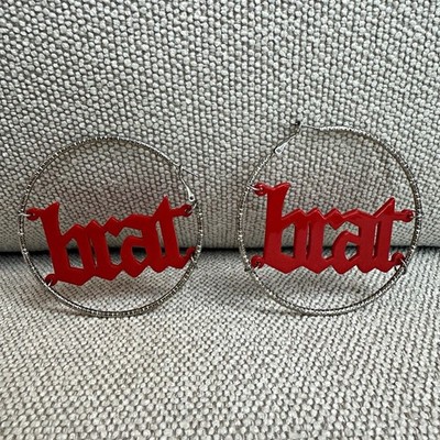 Super Hot Y2K Brat Hoop Dangle Earrings 3 in