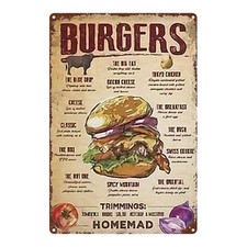 Hamburger Sign 20.32x30.48 cm Classic Design