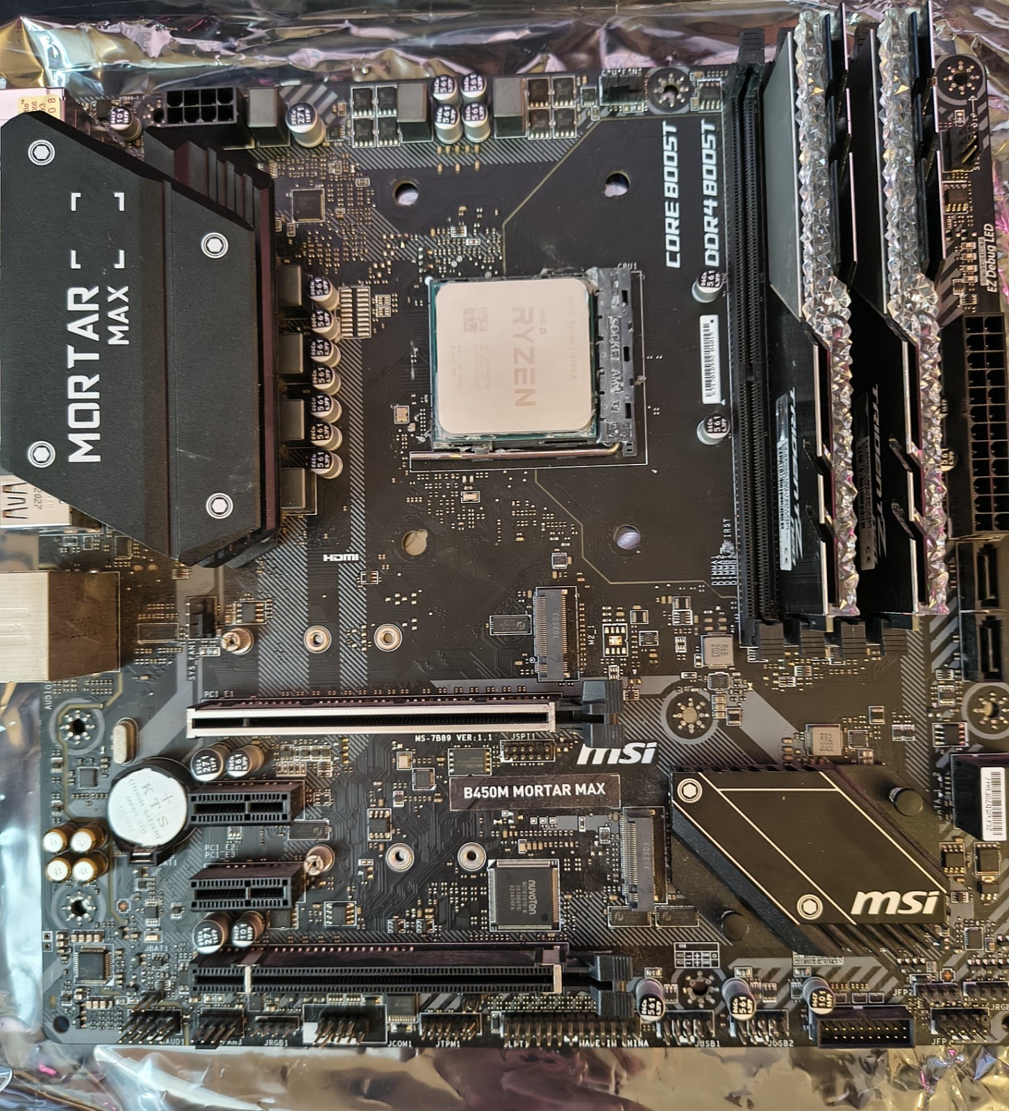 Blocco AM4 R7 5700x + 16Gb DDR4 G.Skill 3600 Mhz CL16 + MSI B450M Mortar Max