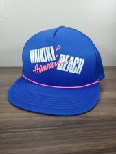 Vintage Hawaiian Headwear Waikiki Beach Hawaii Trucker Hat Snapback Cap 80s 90s