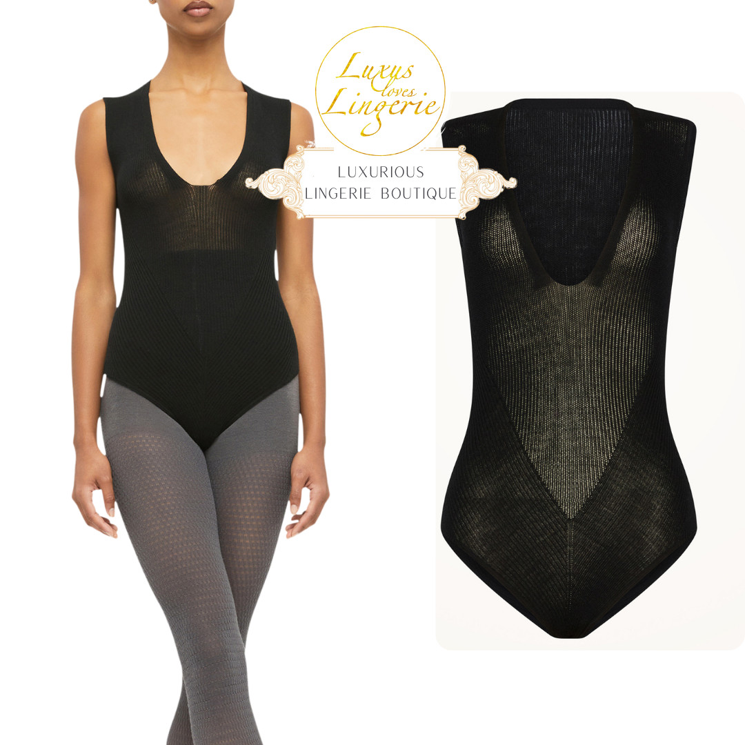 Aurora Rib Net Body By Wolford XS X Small Black Transparent Sleeveless Net