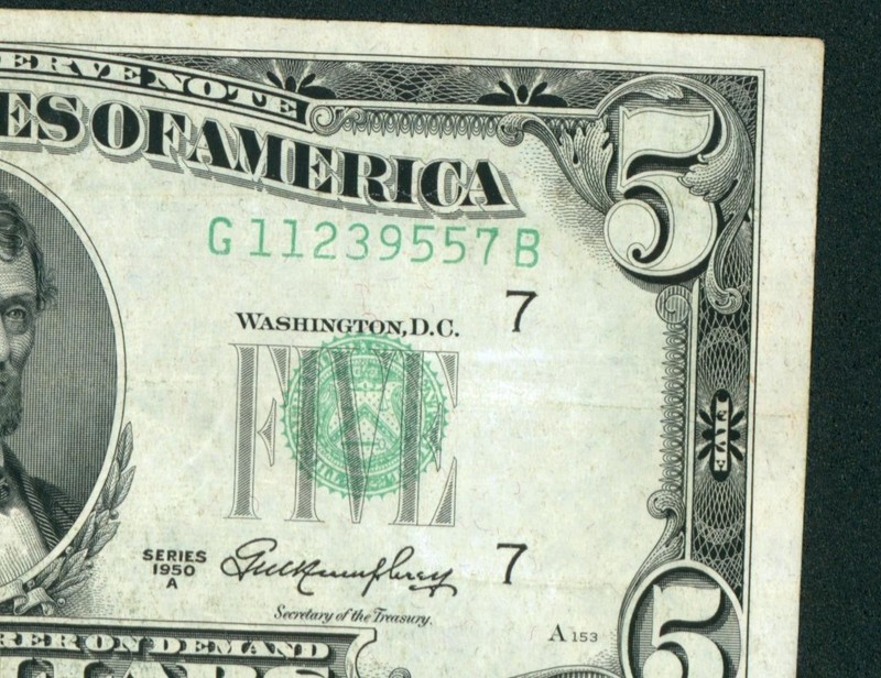 $5 1950 Federal Reserve Note ** DAILY CURRENCY AUCTIONS