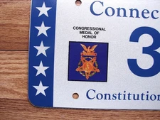 Connecticut CONGRESSIONAL MEDAL OF HONOR License Plate Military MOH # 3