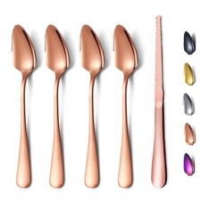 Rose Gold Grapefruit Spoons 5 Pieces Set, 4 Stainless Steel Grapefruit Spoon ...