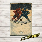 Retro Ice Hockey Player Tin Sign Vintage Sports Room Decor