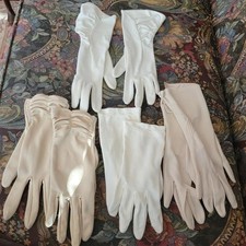 VNTG Lot 4 Pair Ladies Nylon Gloves Beige Ivory Cream 1 Pair Never Worn Fownes