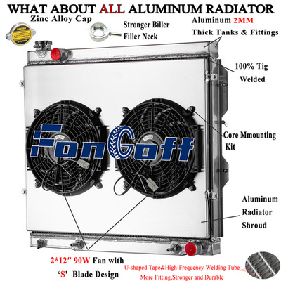 4 Rows Aluminum Radiator+Shroud Fan For 00-06 Toyota Tundra SR5 Limited 4.7 V8