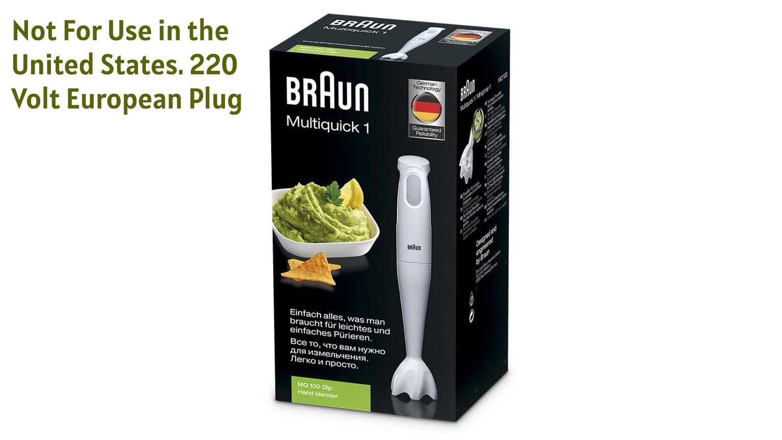 Braun MQ100 220 Volt Stick Immersion Mixer 220V 240V Hand Blender for Europe 