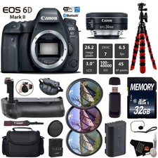 Canon EOS 6D Mark II DSLR Camera with 24mm f/2.8 STM Lens  Professional Battery