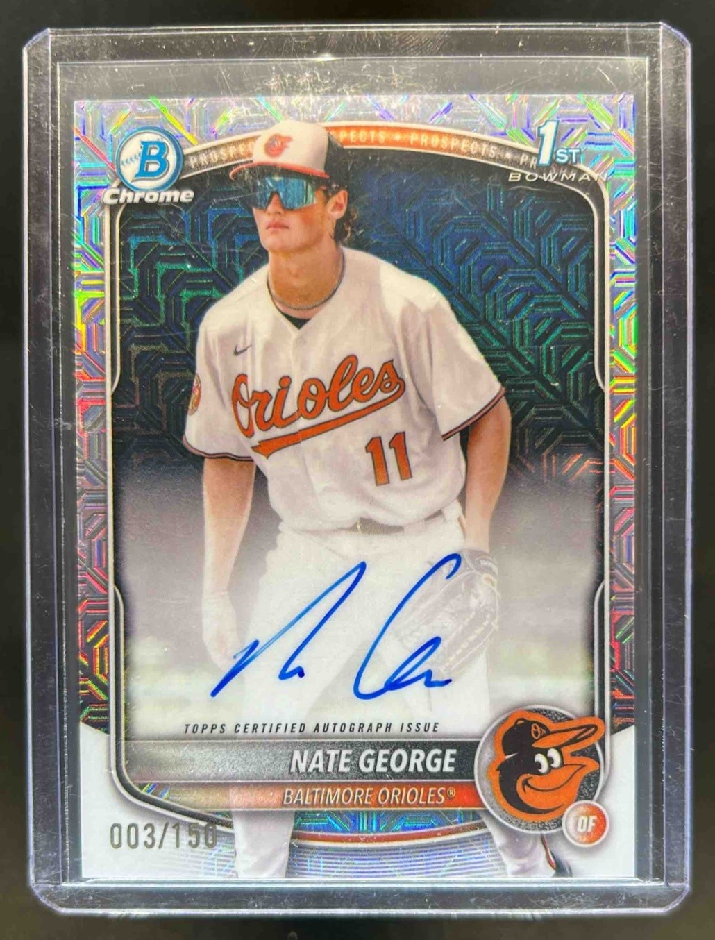 2025 Bowman Chrome Nate George Auto HTA Choice Refractor 1st Prospect #3/150