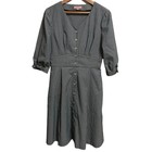 TOCCA Seersucker Gingham Check Washable Shirt Dress Size 0 Grey Women USED