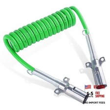 7 Way Coiled Trailer Cord 13.5 FT ABS Heavey Duty Electrical Power Cable Coil