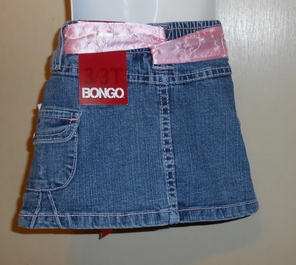Falda Scooter Carga Denim Bongo Niñas + Faja Piedra Mediana 3/3T Nueva con Etiquetas Foto 2 de 2