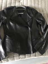 Vince Leather Cross Front Zip Collarless Jacket Size Small