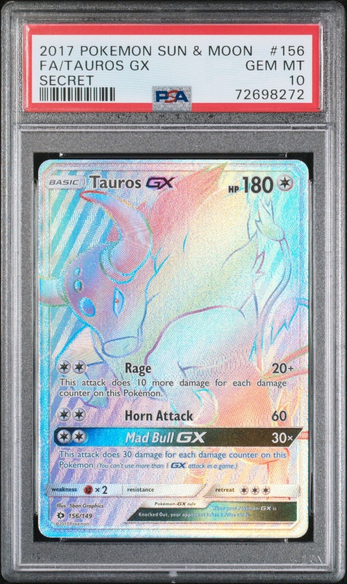 2017 Pokemon Sun & Moon Tauros GX #156 Full Art Secret Rare Holo