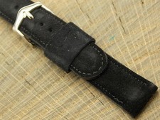 NOS Vintage JB Champion Black Pigskin Silver Tone Buckle Watch Band 16mm Unused