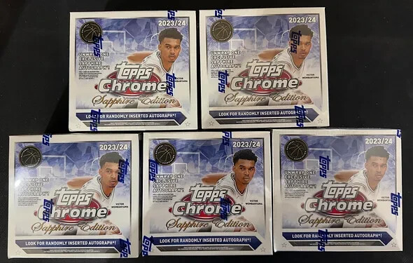 2023-24 Topps Chrome Sapphire Edition Basketball Sealed Hobby Box LOT of 5
