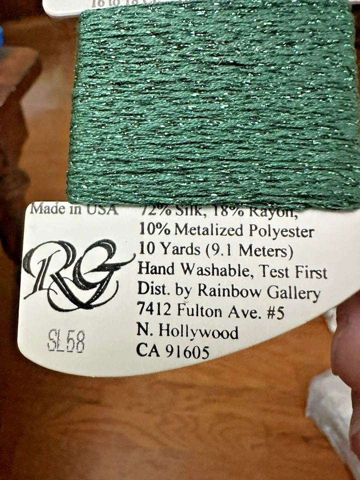 Rainbow Gallery Silk Lame' Braid needlepoint Cross stitch Dark Green SL58 - Image 2 of 3
