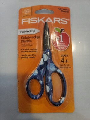 Fiskars Safety-Edge Blade Scissors Pointed Tip 5'' Ages 4+ SPACE THEME