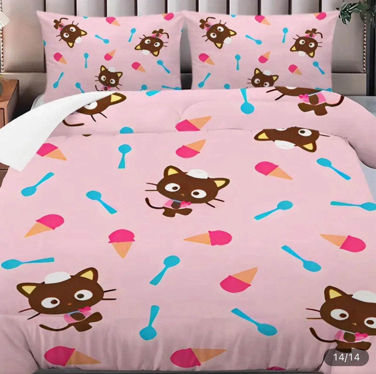 Choco Cat Pink Bedding Set