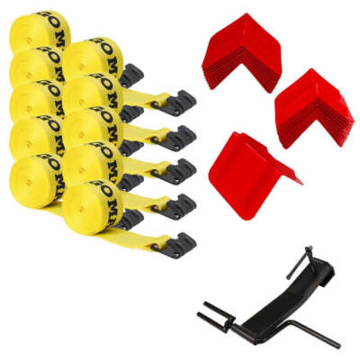DC Cargo Flatbed Strap Kit with 12'' Corner Protectors, 31 Pcs