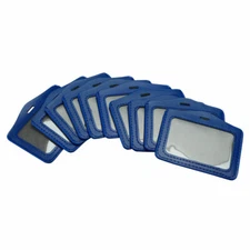 10 Pcs ID Credit Badge Name Card Holder Horizontal Container Dark Blue Clear