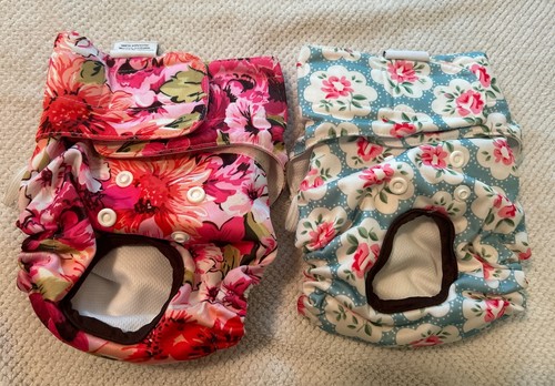 Lot Of 2 CuteBone Reusable Washable Dog Diapers Female Size Medium Floral