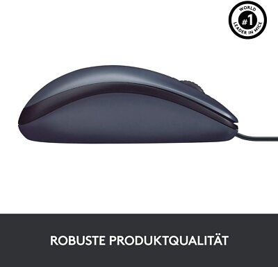 Logitech M100 USB-Maus - 3 Tasten, 1000 DPI, Für Links & Rechtshänder, Grau