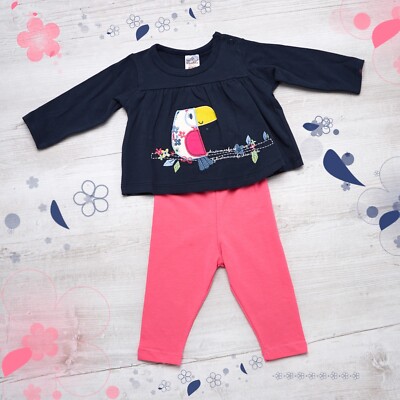 Mädchen 2-teiliges Set Outfit Langarm mit Vogel und Leggings für Kleinkind FR9142