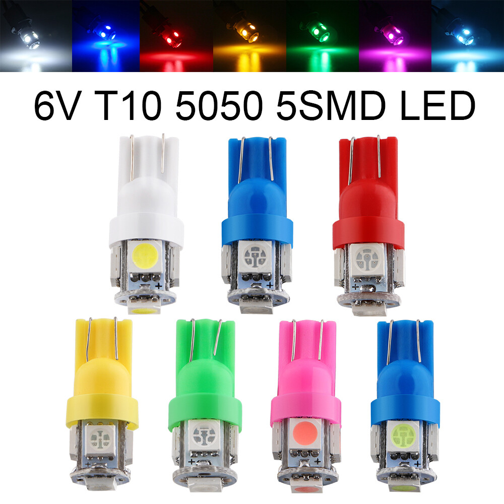 100 Pcs T10 W5W 194 LED Bulbs - 6V DC, 0.24W, For Pinball, Auto, & DIY Lighting