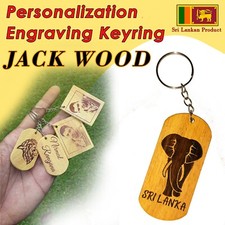 wooden Custom Key Chain Personalize Keyring Tag Zipper 2 sides natural jack wood