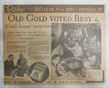 Old Gold Cigarette Ad: Robert Ripley with Taste Testers 1930's 11 x 14 inches
