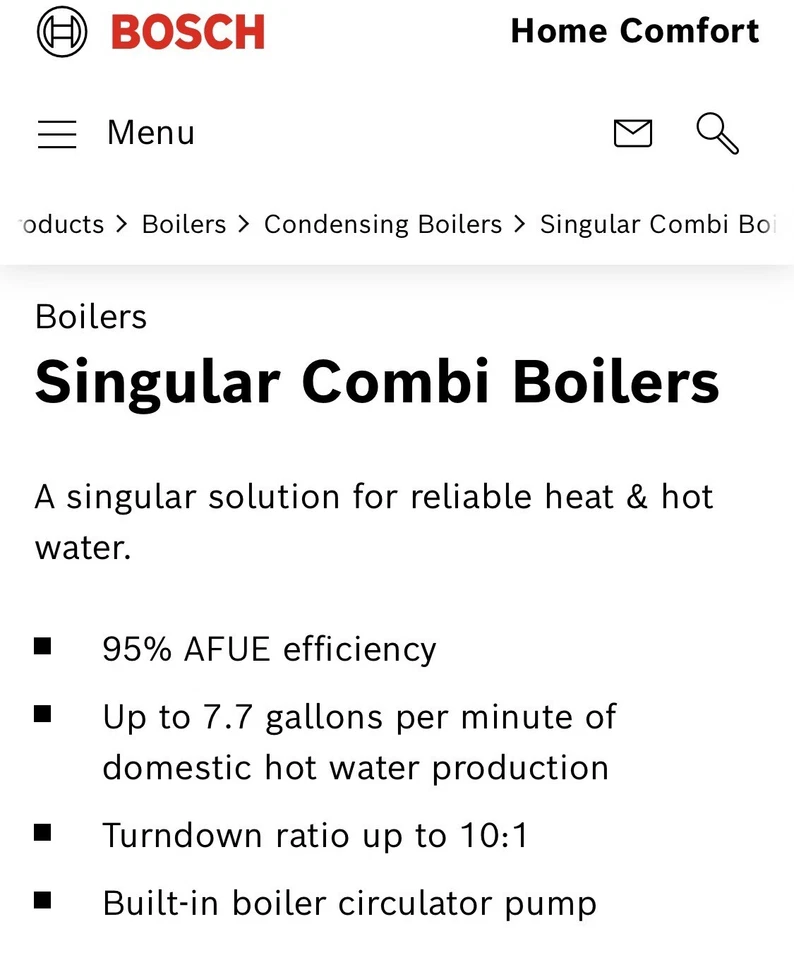 Caldera de condensación colgada de pared combinada de gas Singular 5200 199.000 BTU Foto 3 de 3