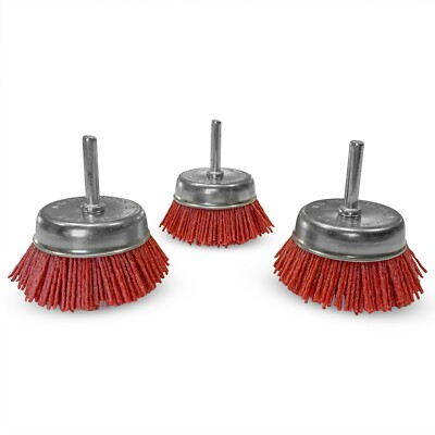 #ad #ad 2quot; Nylon End Cup Brush 1 4quot; Shank Coarse 3 Pack Red Drill Brush Wire Abrasive $16.77
