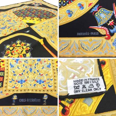HERMES Carre 45 CIELS BYZANTINS Silk Scarf Black Japan [Used] | eBay