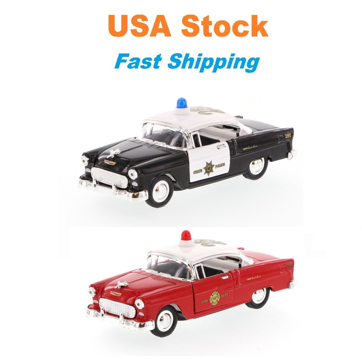 ミニカー BUBY art.1003 CHEVROLET BEL AIR POLICI 1957 Chevy Bel Air Police Car, Black - Kinsmart 5323D - 1/40 scale