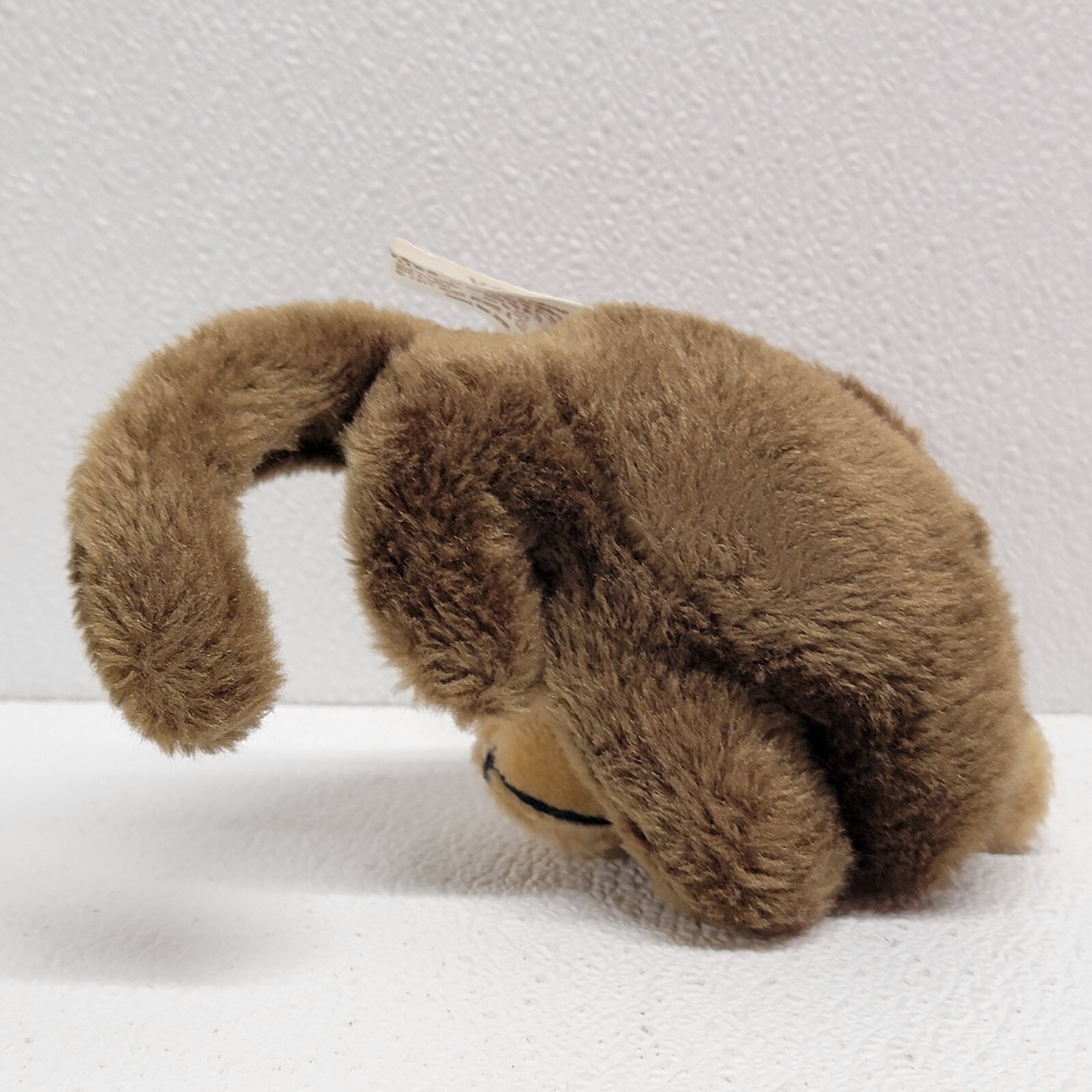 Vintage 1977 Russ Sidney Sleeping Brown Monkey Plush Red Ribbon 6"