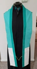 CLERGY STOLE LITURGICAL VESTMENT CUSTOM MADE PASTEL SHADES OF BLUES/GREENS
