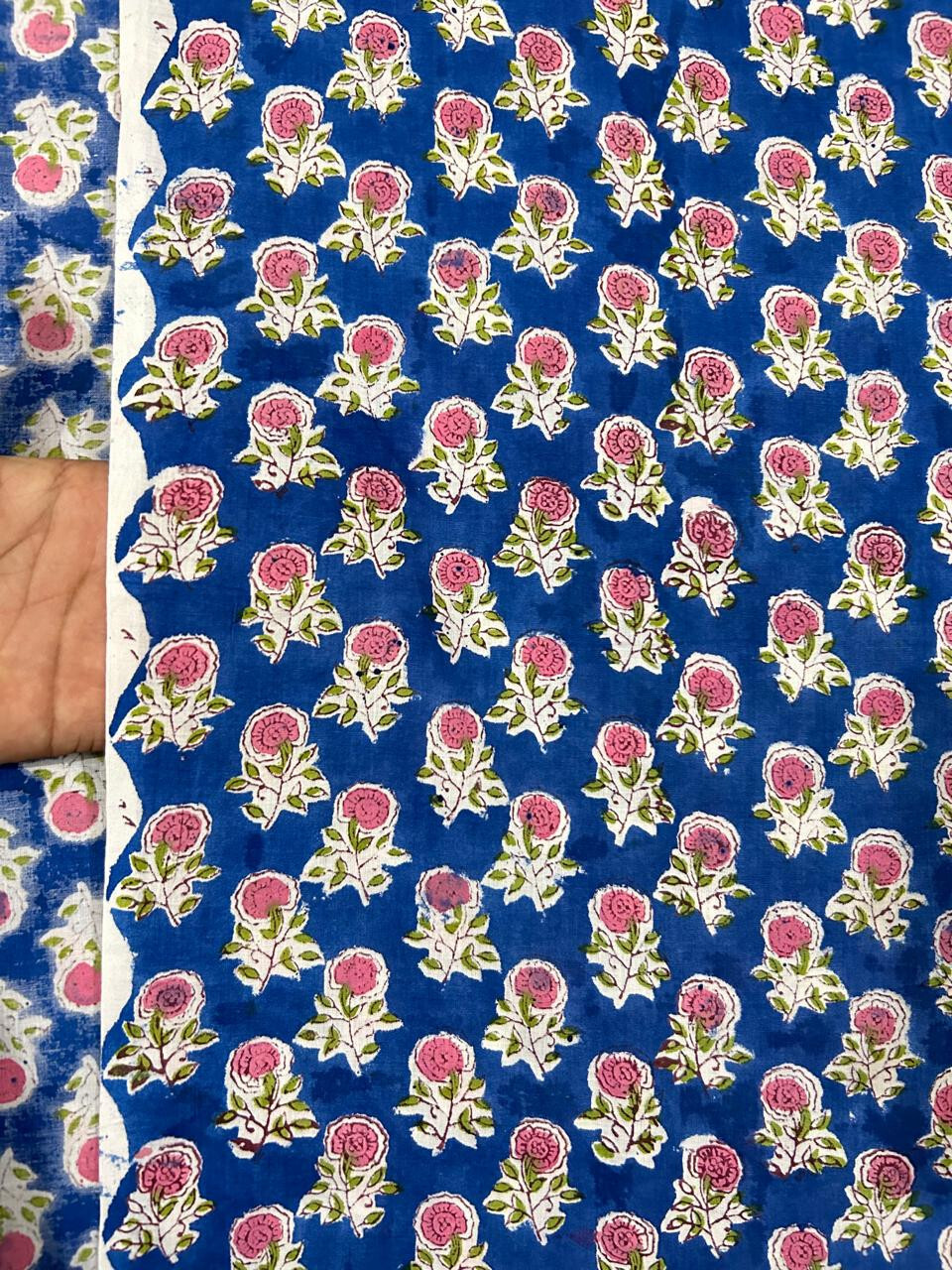 3 Yard New Floral Pure Cotton Indian Hand-Block Fabric Craft Running Print_816