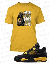 Mens Juneteenth King Black History Graphic Sneaker Tee Shirt J4 Thunder Big Tall