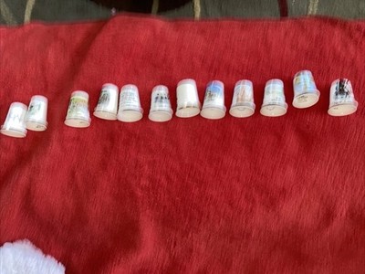 Lot of 12 Marked Vintage Fine Bone China Thimble Thimbles England Britain