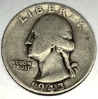 1943 S Washington 90% Silver Quarter Circulated Condition 25c US Coin - 2745