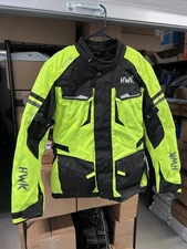 HWK Motorcycle Jacket Armoured Safety Black & Florescent Size L