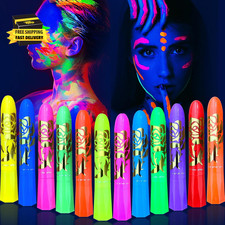 12 Pcs Glow in the Dark Face Body Painting, Glow Blacklight Face Body Paint Ma
